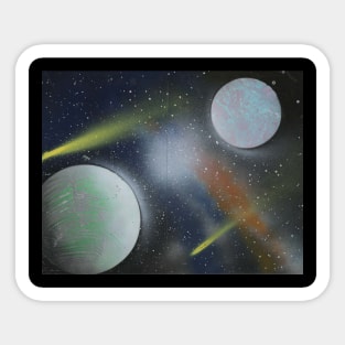 galaxy spray paint art Sticker